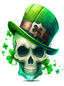 St. Patrick Skull met groene hoed Paint by Numbers