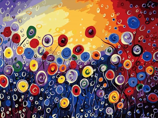 Abstract Poppy Flowers Field - Painting by numbers shop