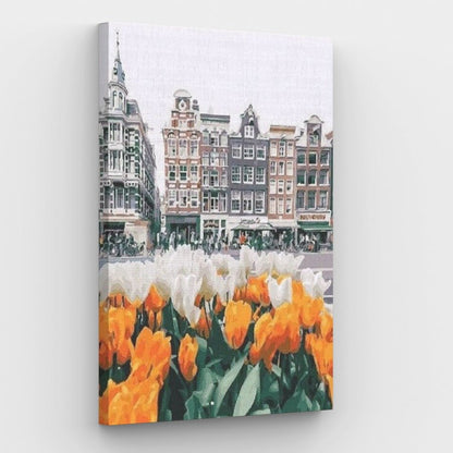 Amsterdam Tulpen Canvas - Schilderij op nummer winkel