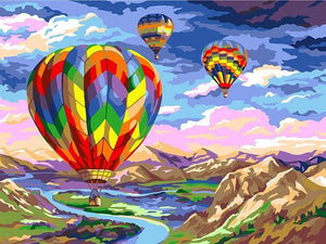 Luftballons in den Bergen - Malen-nach-Zahlen-Shop