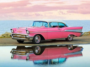 Schönes rosa altes Auto - Malen-nach-Zahlen-Shop