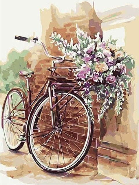 Fahrrad-Blumen-Poesie - Malen-nach-Zahlen-Shop