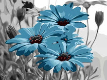 Laad afbeelding in galerijviewer, blauwe en grijze bloemen schilderen op nummer