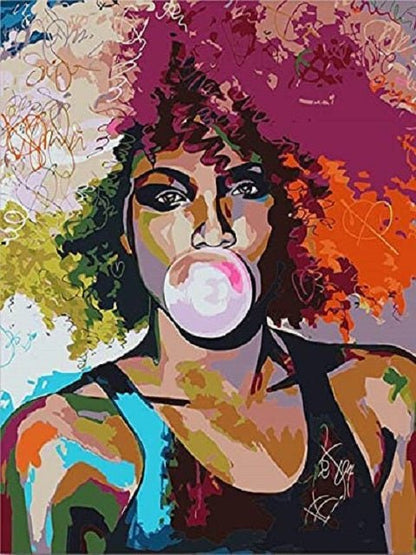 Bubble Gum Pop Art Woman - Malen-nach-Zahlen-Shop