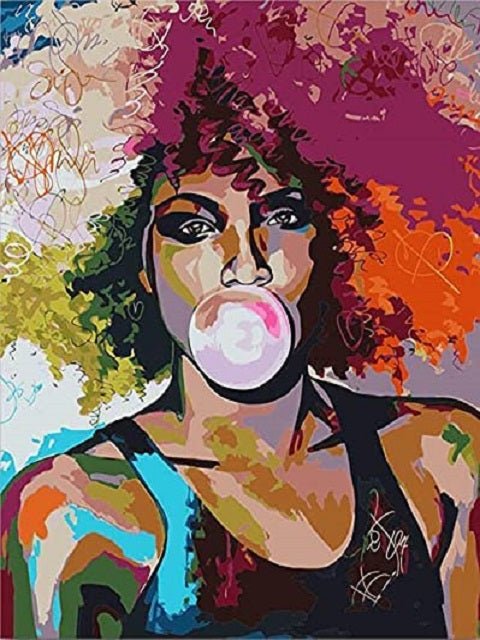 Bubble Gum Pop Art Woman - Painting by numbers shop
