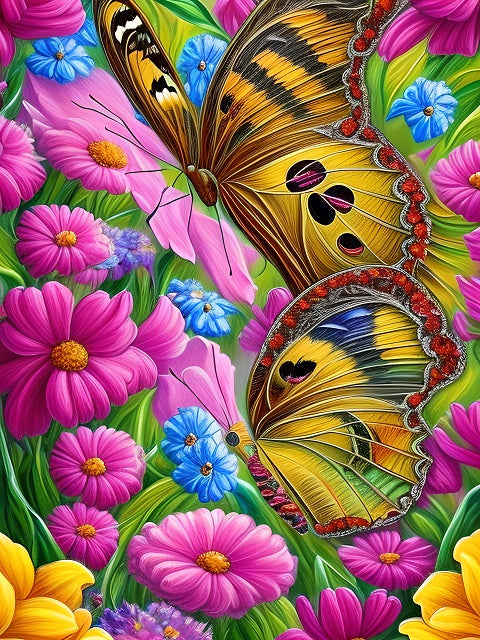 Butterflies on Spring Meadow - Painting by numbers shop