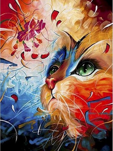 Cat and Flower Petals - Painting by numbers shop