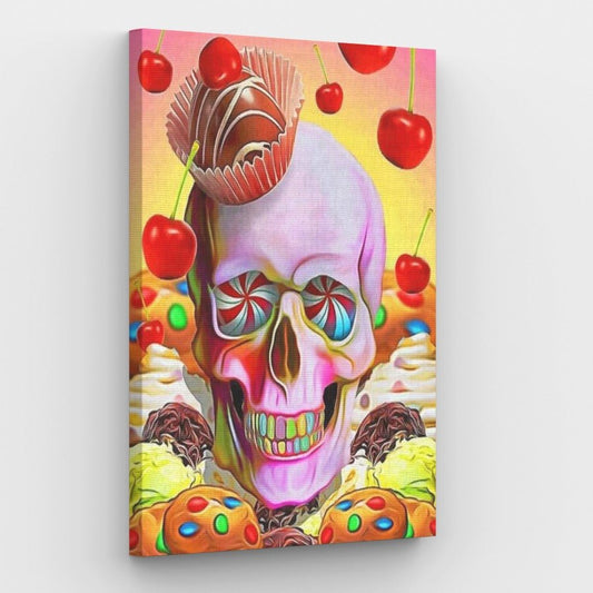 Cherries Skull Canvas - Painting by numbers shop