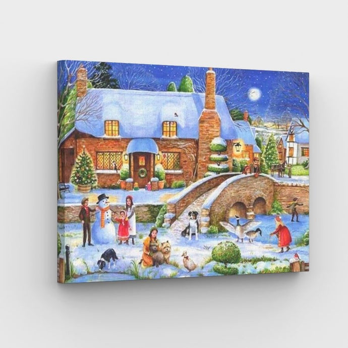 Christmas in the Village Canvas - Painting by numbers shop