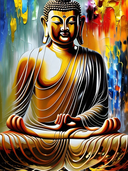 Kleurrijke Boeddha in diepe meditatie - Winkel voor schilderen op nummer