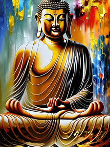 Bunter Buddha in tiefer Meditation Malen nach Zahlen