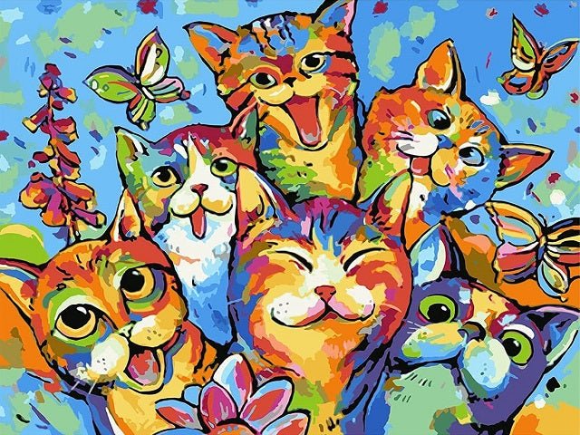 Colourful Cats Party - Schilderen op nummer winkel