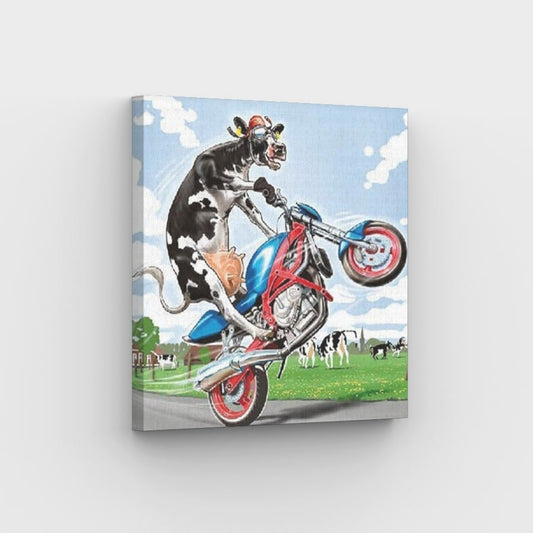 Kuh-Biker-Leinwand – Malen-nach-Zahlen-Shop