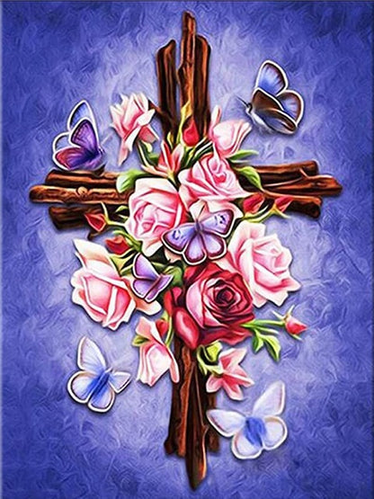 Kreuz in Blumen - Malen-nach-Zahlen-Shop