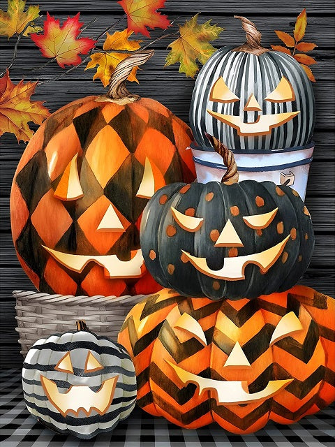 Decorated Halloween Pumpkins Paint by Numbers