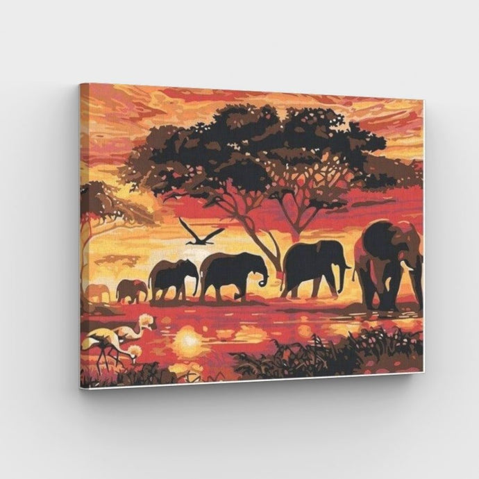 Elephant Caravan Canvas - Painting by numbers shop