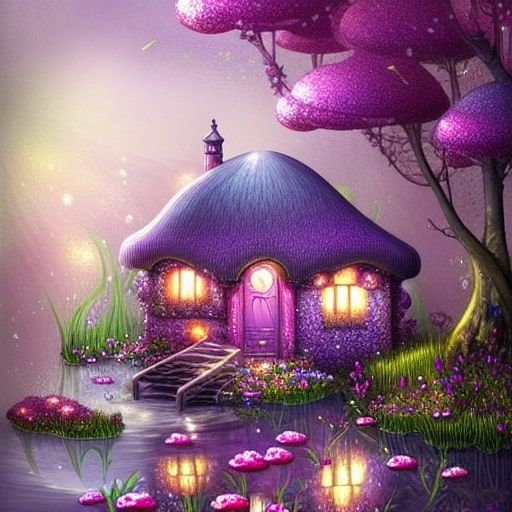 Fairy Hut in Mushroom Land Paint by Numbers
