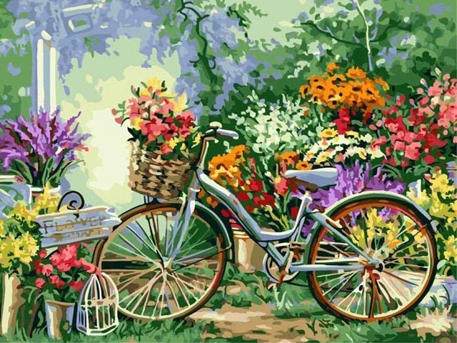 Flowers Bicycle - Painting by numbers shop