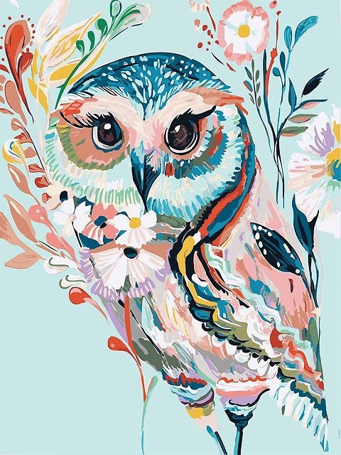 Flowery Folk Art Owl - Painting by numbers shop