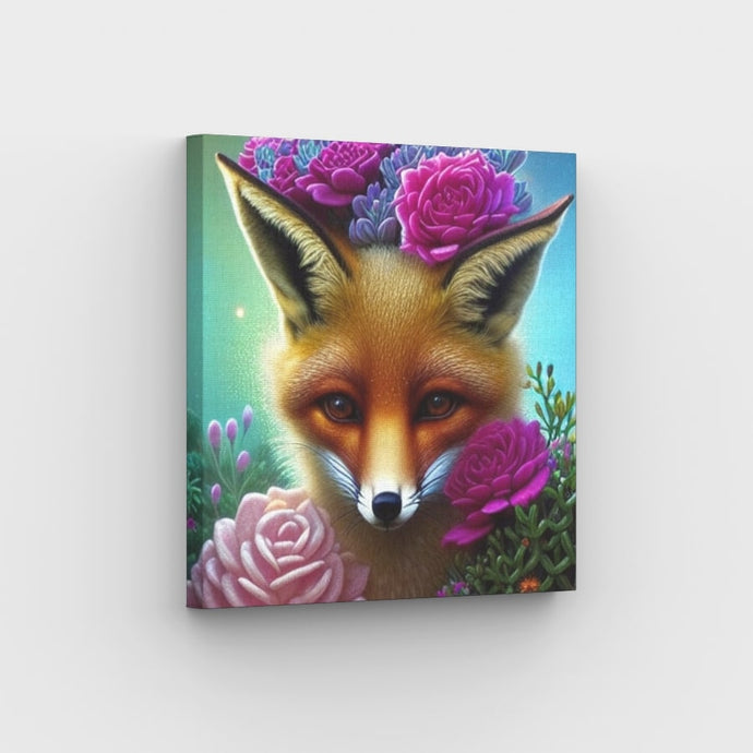 Fox the Queen of Flowers Canvas - Painting by numbers shop