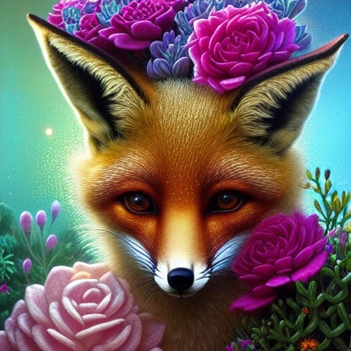 Fox the Queen of Flowers - Winkel voor schilderen op nummer