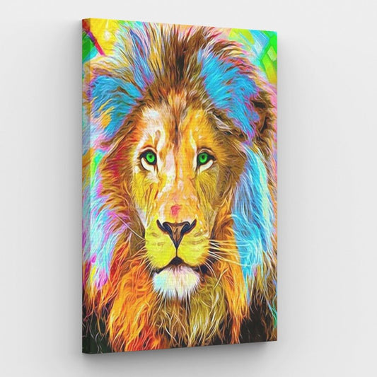 Green Eyed Lion Canvas - Painting by numbers shop