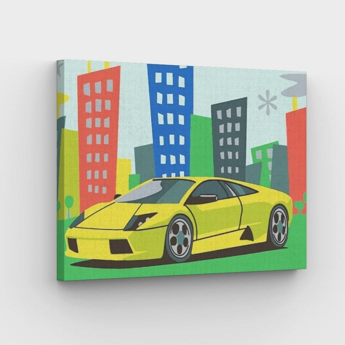 Green Lamborghini Canvas - Painting by numbers shop
