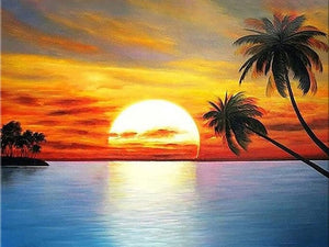 Himmlischer Strand-Sonnenuntergang malen nach Zahlen