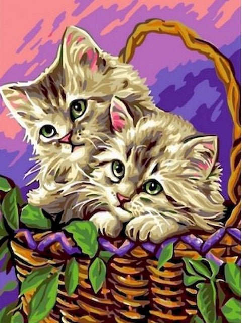 Kitties in Basket - Painting by numbers shop