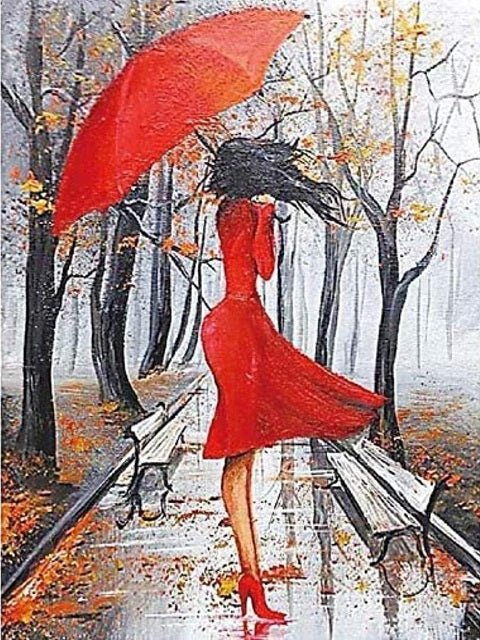 Lady in Rain - Painting by numbers shop