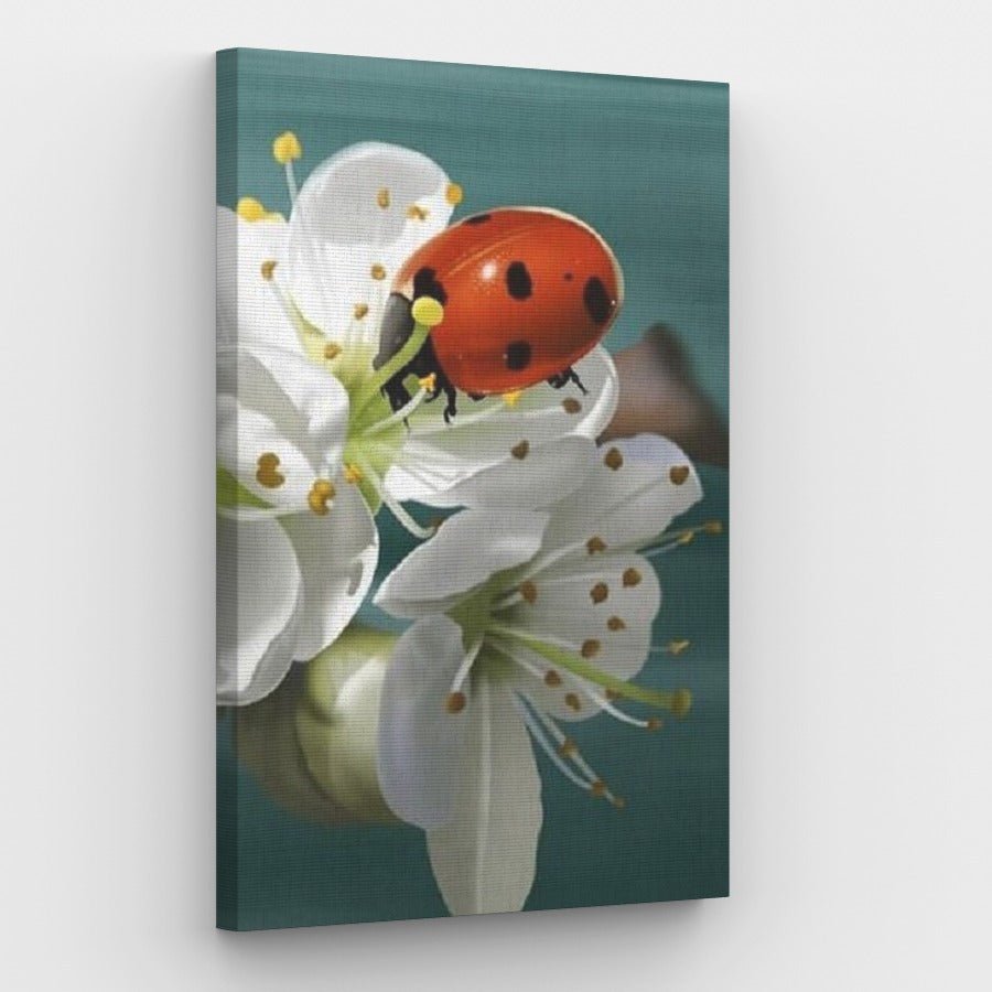 Ladybug and Lilies Canvas - Painting by numbers shop