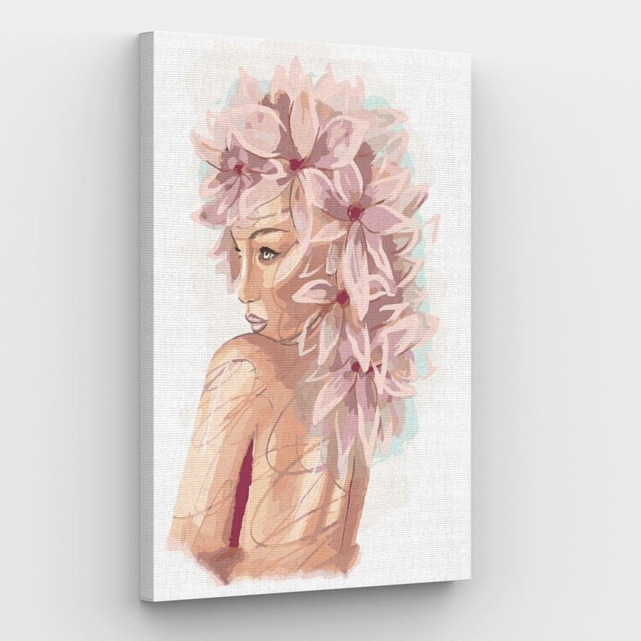 Mooie dame in roze canvas - Winkel voor schilderen op nummer