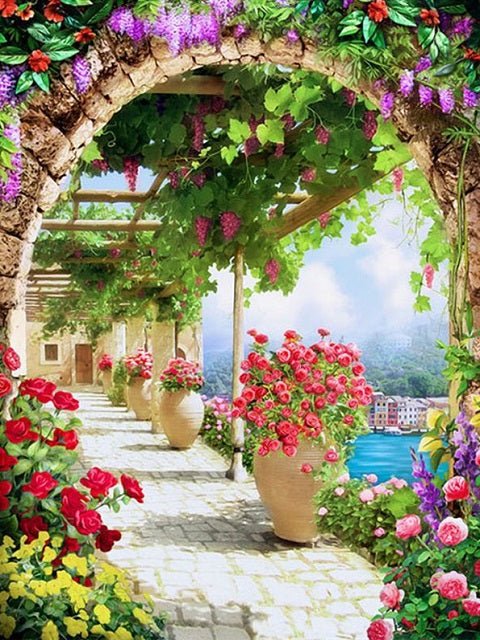 Mediterranean Flowery Gate - Painting by numbers shop