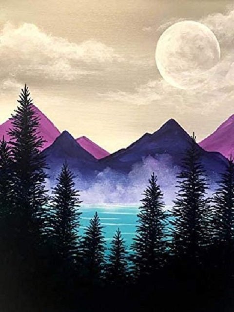 Misty Purple Mountains - Painting by numbers shop