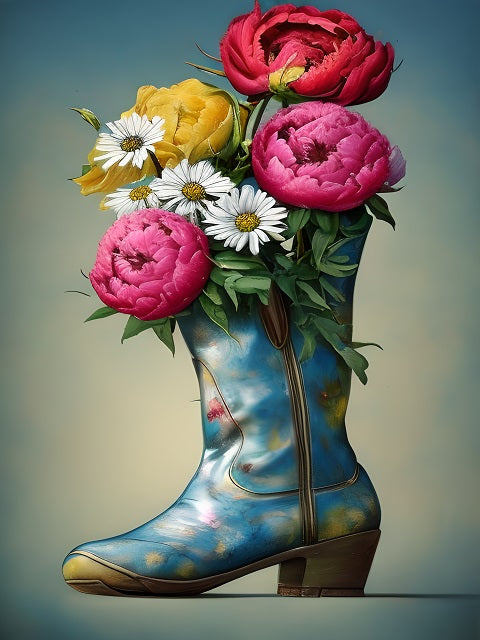 My Vintage Boot is Blooming Paint by numbers