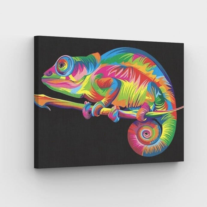 Neon Chameleon Canvas - Painting by numbers shop