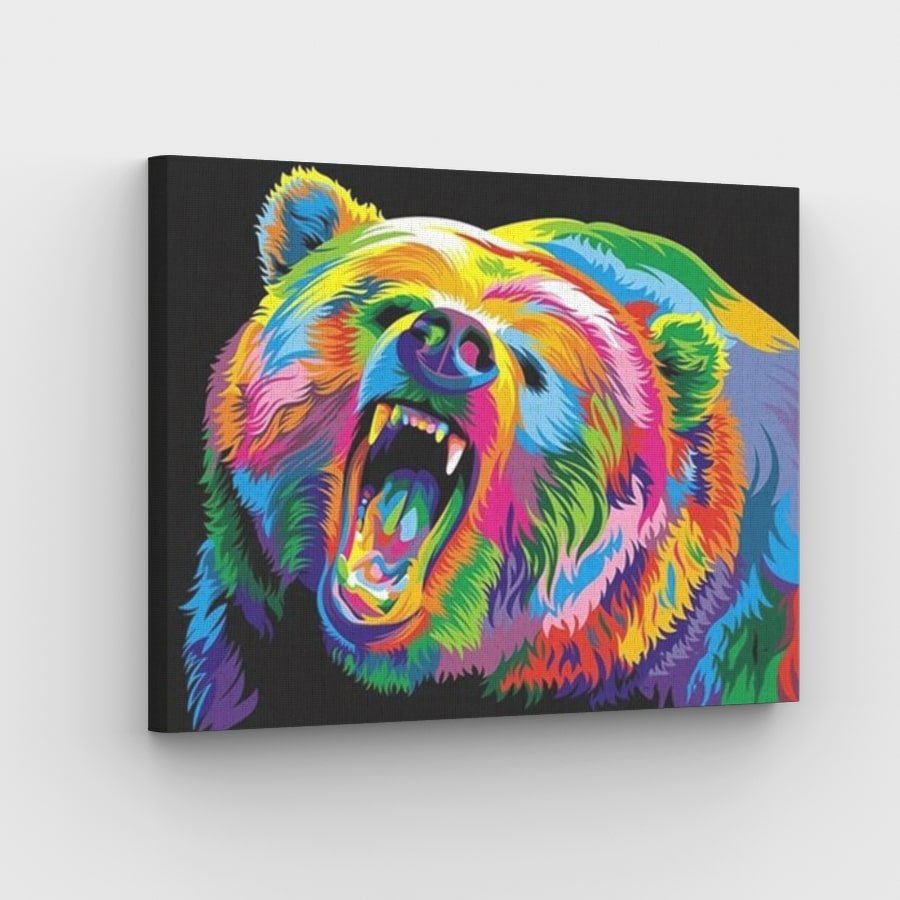 Neon Grizzly Bear Canvas - Painting by numbers shop