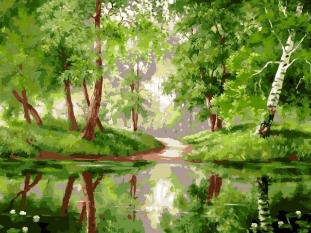 Park and the pond - Painting by numbers shop
