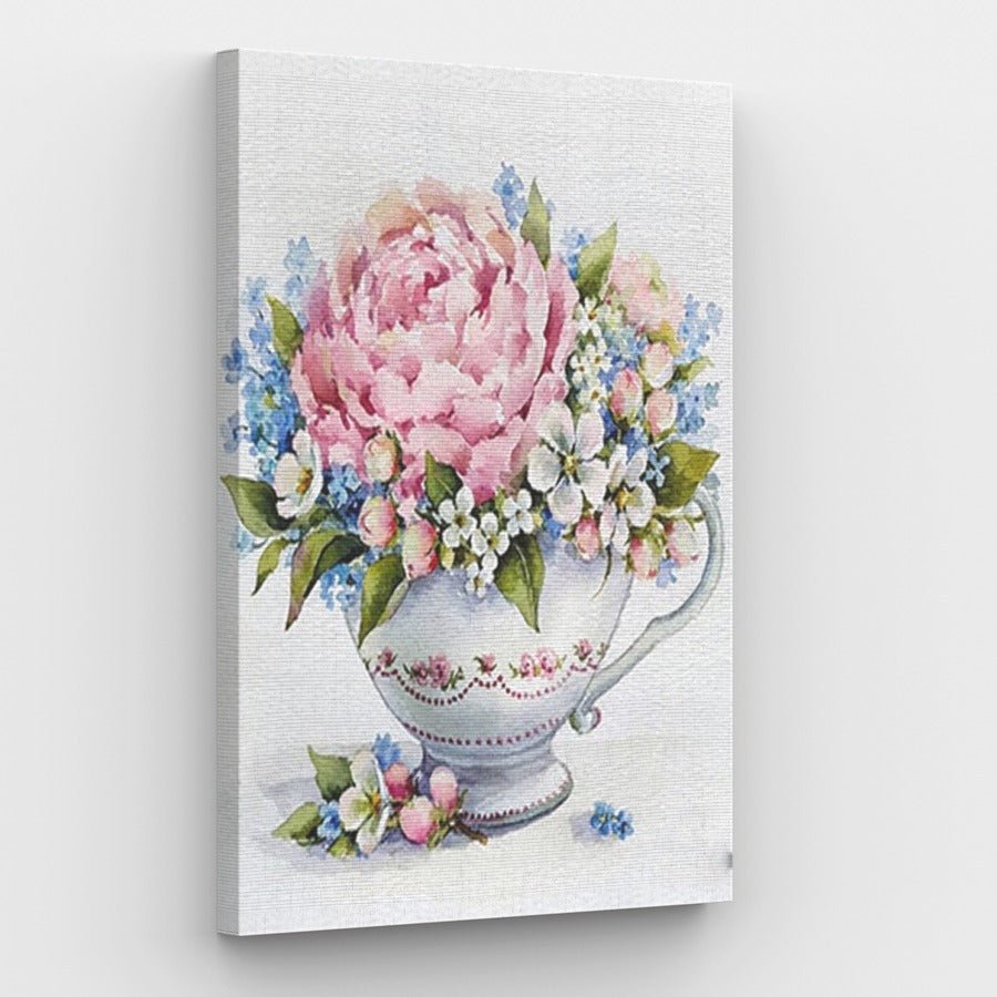 Peony in Vintage Vase Canvas - Painting by numbers shop