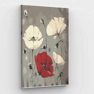 Poppies White and Red Canvas - Painting by numbers shop