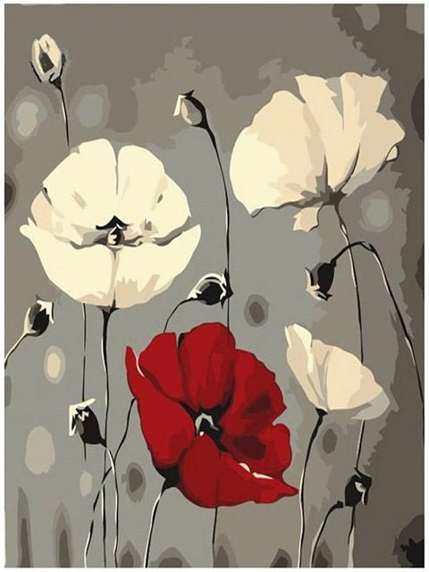 Poppies White and Red - Painting by numbers shop