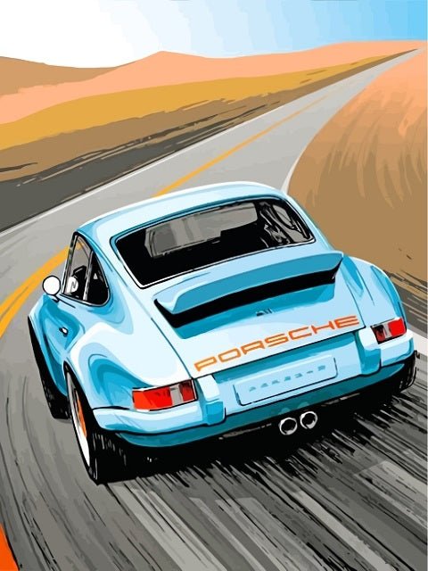 Porsche in der Wüste - Malen-nach-Zahlen-Shop