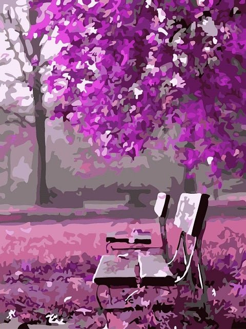 Purple Autumn in Park - Painting by numbers shop