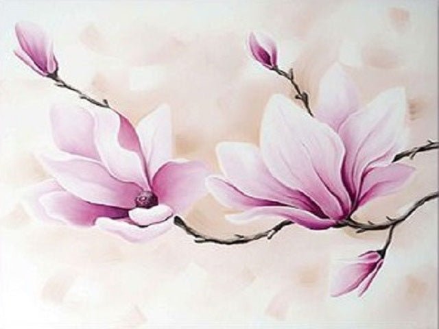 Purple Magnolia Flowers - Schilderen op nummer winkel