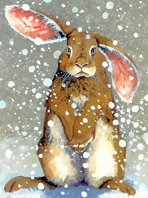 Original contemporary 3 mini on sale acrylic paintings: Rabbits and Snow