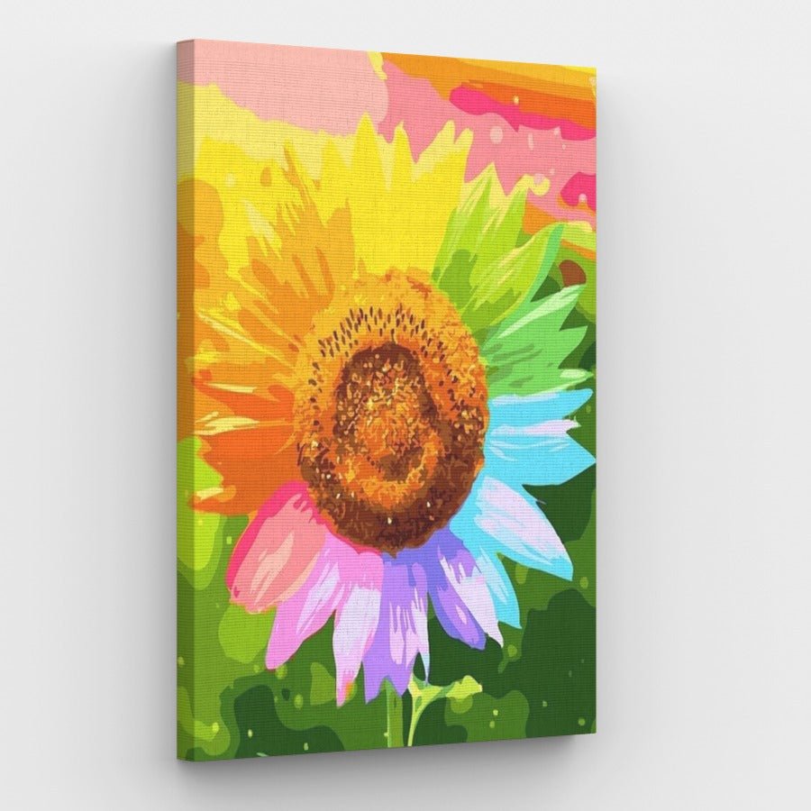 Regenbogen-Sonnenblumen-Leinwand – Malen-nach-Zahlen-Shop