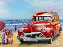 Laad afbeelding in Gallery viewer, Red Truck on the Beach - Schilderen op nummer winkel