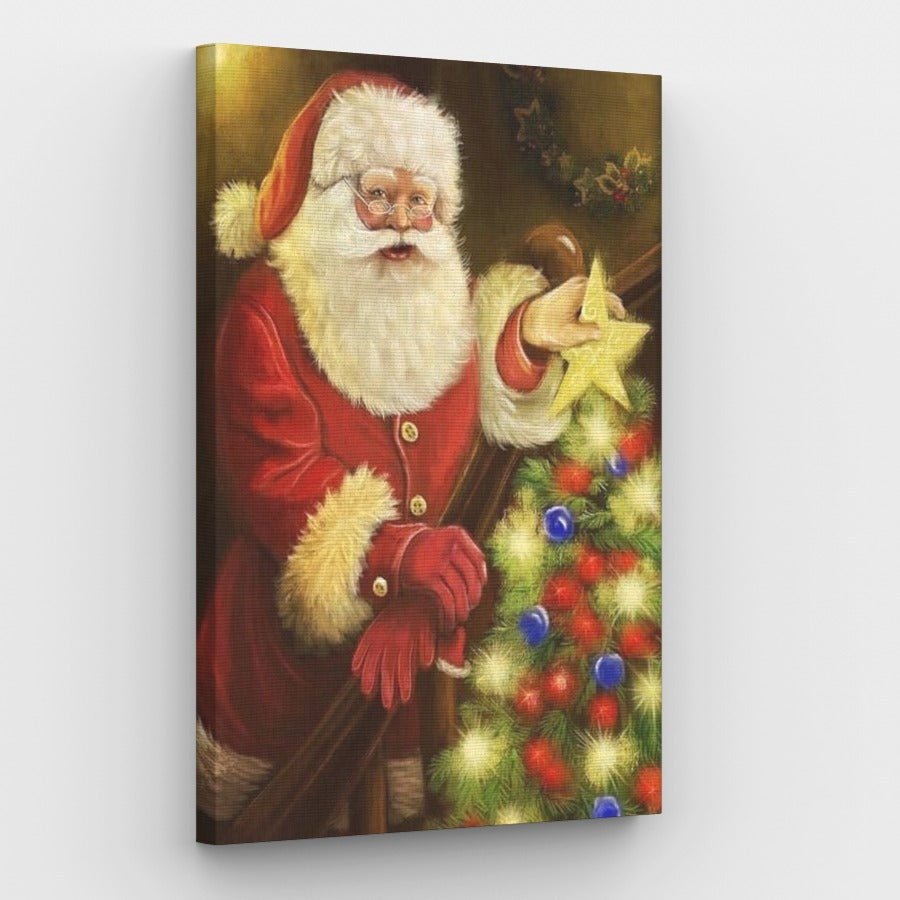 Weihnachtsmann-Weihnachtsbaum-Leinwand – Malen-nach-Zahlen-Shop
