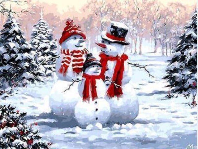 Snowman Family - Painting by numbers shop