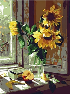 Sonnenblumen im Glas - Malen-nach-Zahlen-Shop